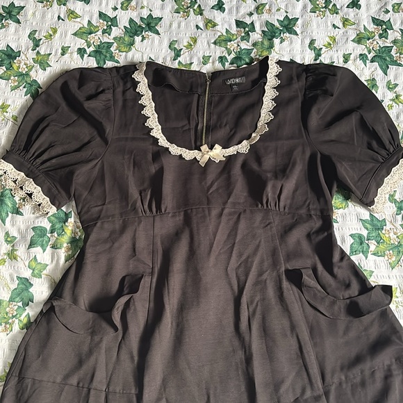 DOLLS KILL ~ WIDOW Gothic Lolita Dress with Lace Trim - Picture 3 of 6